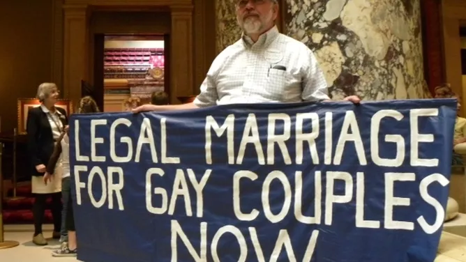Auf Plakaten wurde für die Eheöffnung demonstriert. In Pennsylvania mit Erfolg.